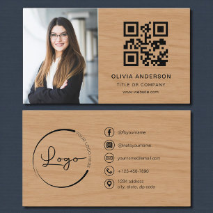 Professional Photo Wood QR Code Social Media Business Card
