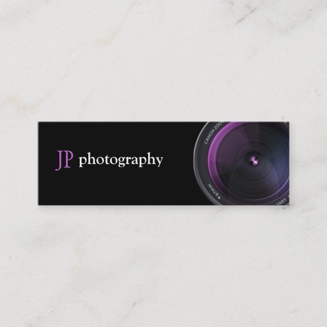 Professional Photographer Camera Lens Mini Business Card (Front)