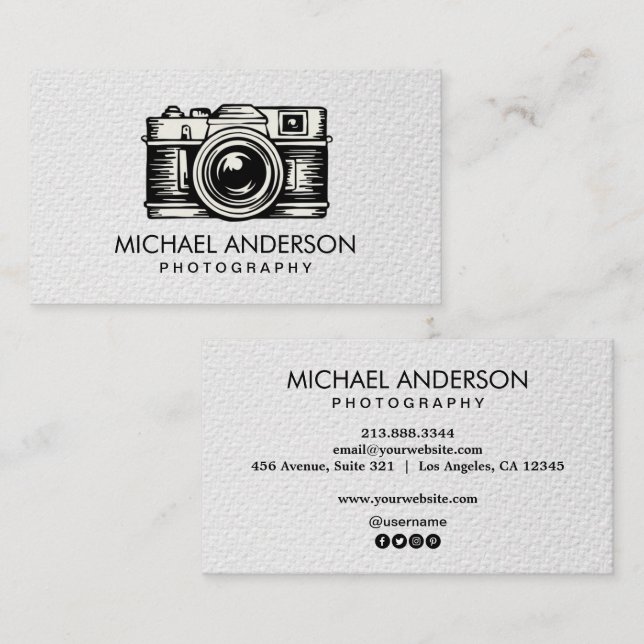 Professional Photographer camera logo Photography  Business Card (Front/Back)