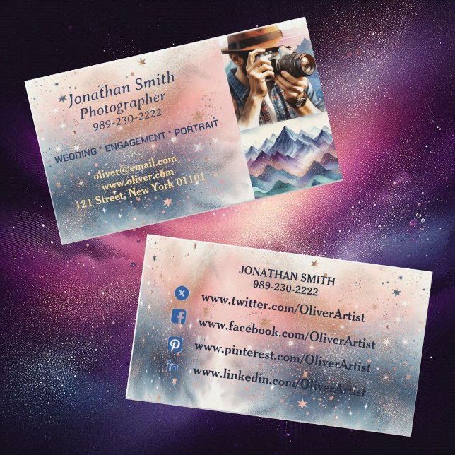 Professional Photographer Camera Scene Pastel Pink Business Card (Professional Photographer Camera Scene Pastel Pink Business Card)