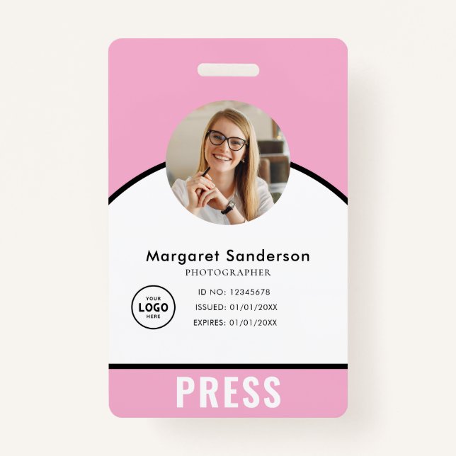 Professional Photographer Press Badge ID Badge (Front)