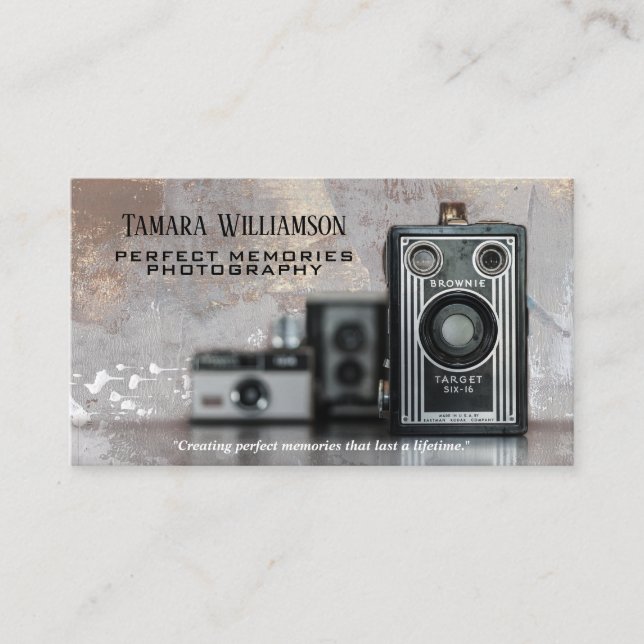 Professional Photography Vintage Camera Photo Business Card (Front)
