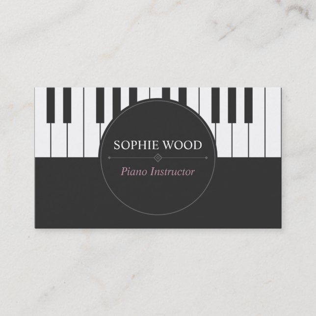 Professional Piano Instructor Business Card (Front)