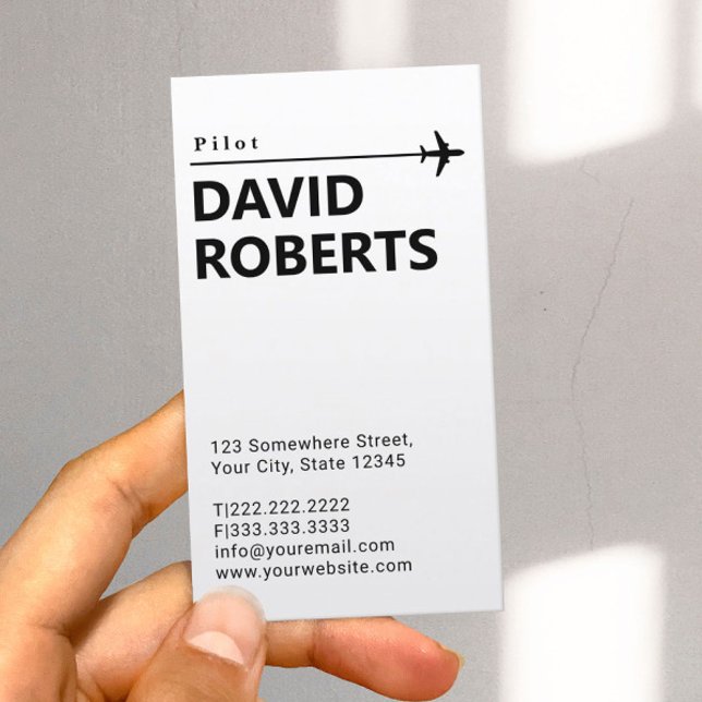 Professional Pilot Aviator Plain Minimalist Business Card (Creator Uploaded)