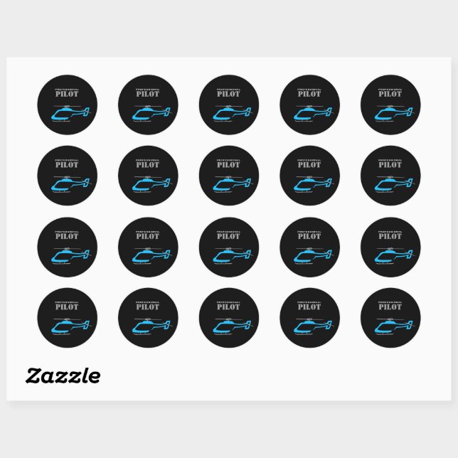 Professional pilot classic round sticker (Sheet)