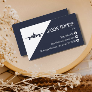 Professional Pilot Company Navy Blue Aviation Business Card