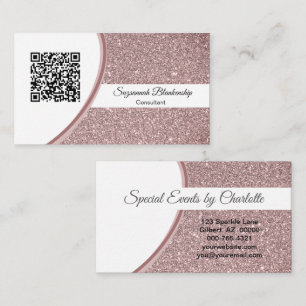 Professional Pink Glitter QR Code Template Business Card