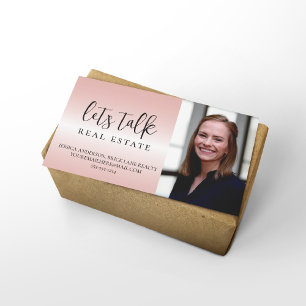 Professional Pink Metallic Real Estate Business Card