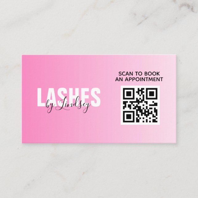 Professional Pink QR Code Scan to Book Business Card (Front)