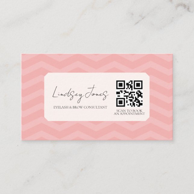 Professional pink QR code scan to book Business Card (Front)