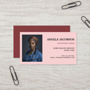 Professional Pink Registered Nurse Photo Business Card