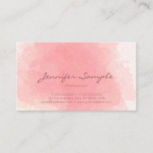 Professional Pink Watercolor Art Plain Matte Business Card