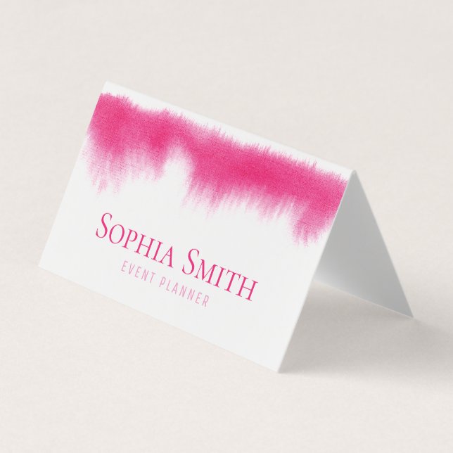 Professional pink watercolor Trendy Event Planner Business Card (Front)