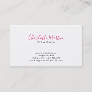 Professional Pink White Manager Consultant Chief Business Card
