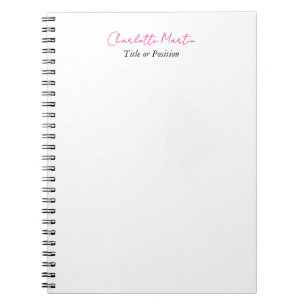 Professional Pink White Manager Consultant Chief Notebook