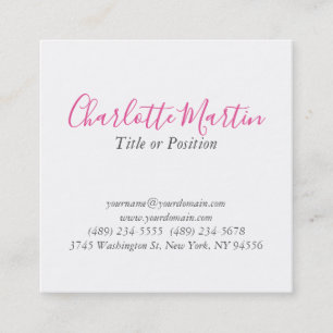 Professional Pink White Manager Consultant Chief Square Business Card