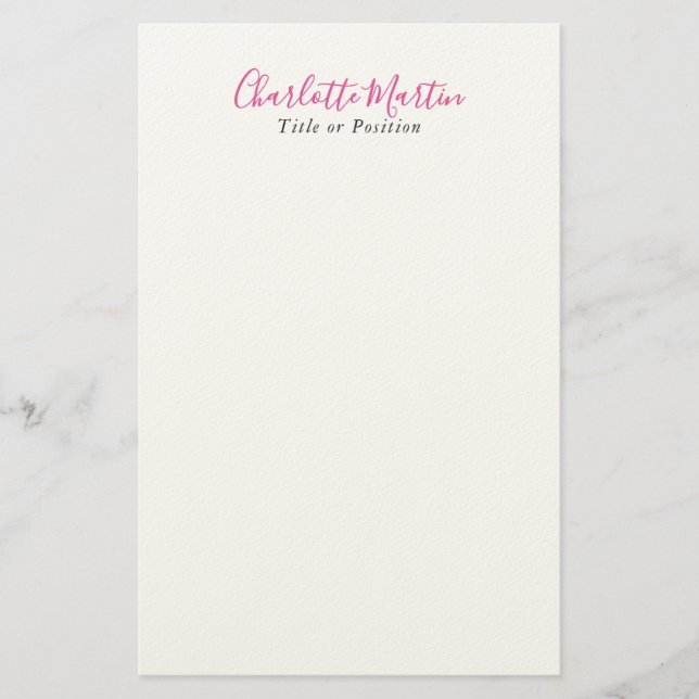 Professional Pink White Manager Consultant Chief Stationery (Front)