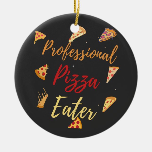 Professional Pizza Eater Ceramic Tree Decoration (Front)