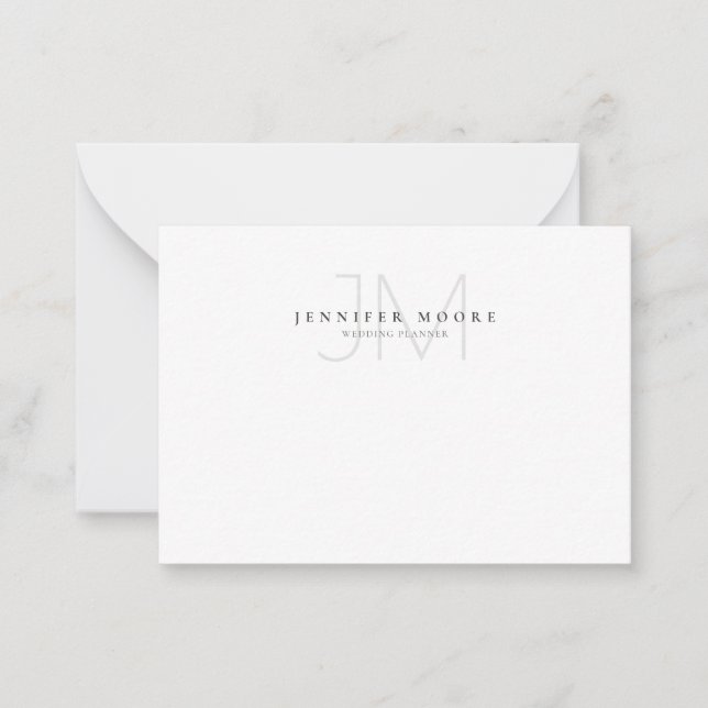 Professional Plain Black and White Monogram Card (Front)