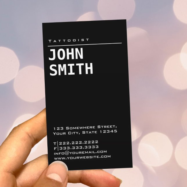 Professional Plain Black Tattoo Artist Business Card (Creator Uploaded)