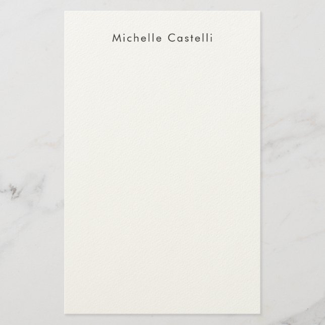 Professional Plain Classical Black White Name Stationery (Front)