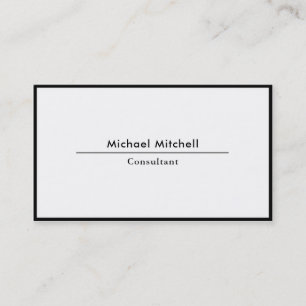 Professional Plain Elegant Black White Border Business Card