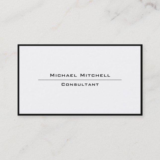 Professional Plain Elegant Black White Border Business Card (Front)