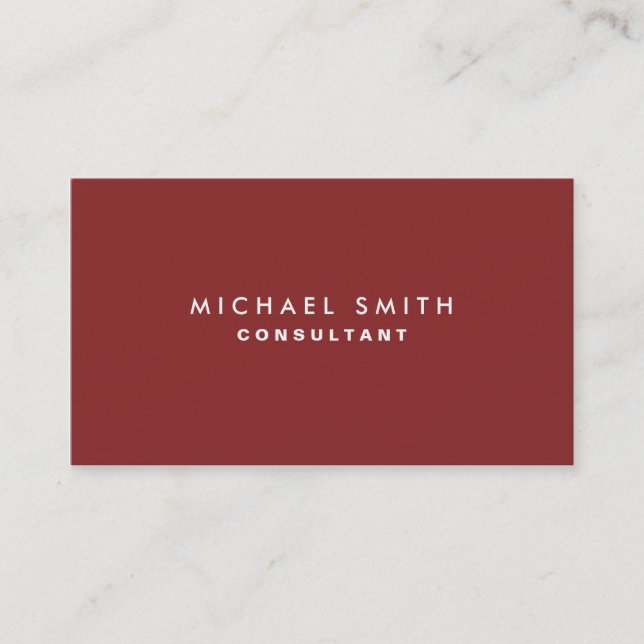 Professional Plain Elegant Cosmetologist Red Business Card (Front)