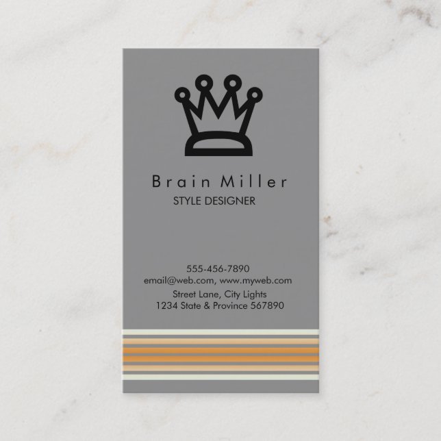 Professional Plain Elegant Modern Simple Crown Business Card (Front)