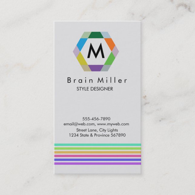 Professional Plain Elegant Modern Simple Hexagon Business Card (Front)