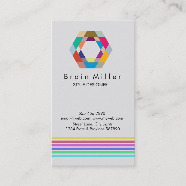 Professional Plain Elegant Modern Simple Hexagon Business Card (Front)