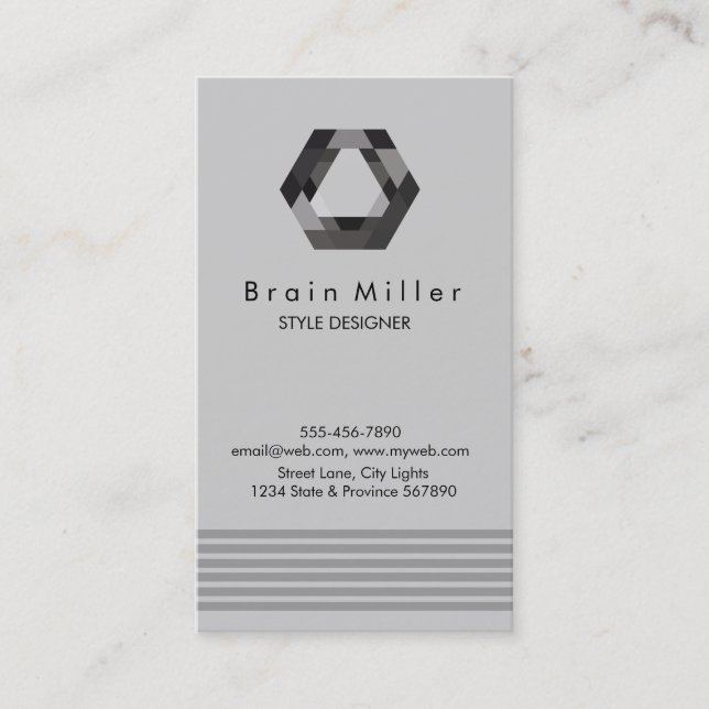 Professional Plain Elegant Modern Simple Hexagon Business Card (Front)