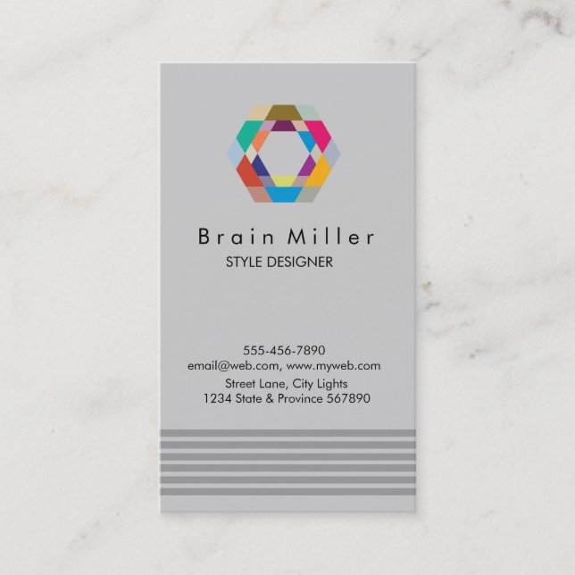 Professional Plain Elegant Modern Simple Hexagon Business Card (Front)