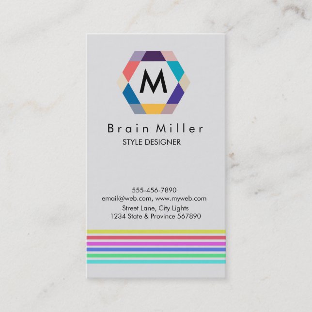 Professional Plain Elegant Modern Simple Hexagon Business Card (Front)