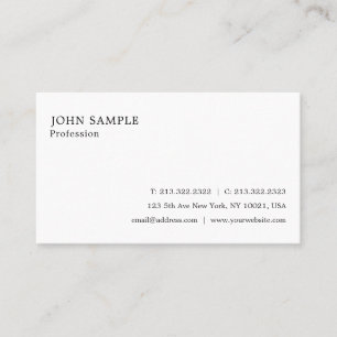 Professional Plain Elegant Modern Simple White Business Card