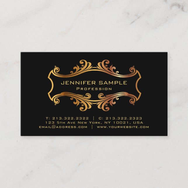 Professional Plain Gold Frame Signature UV Gloss Business Card (Front)