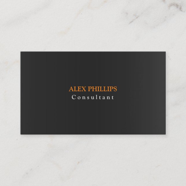 Professional Plain Grey Orange Background Original Business Card (Front)