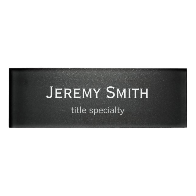 Professional Plain Matte Black Simple Stylish Name Tag (Front)
