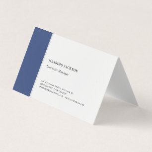 Professional plain minimalist modern blue white business card