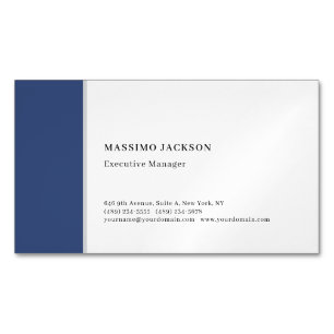 Professional plain minimalist modern blue white magnetic business card