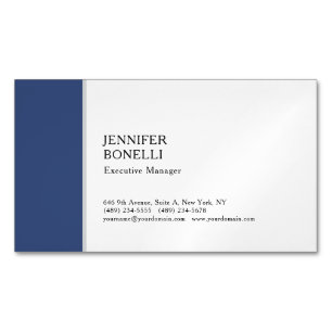 Professional plain minimalist modern blue white magnetic business card