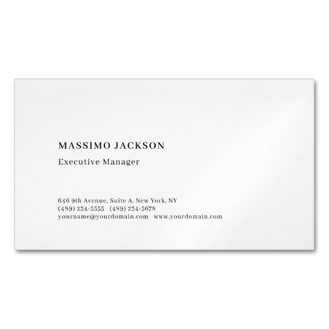 Professional plain minimalist modern  magnetic business card (Front)