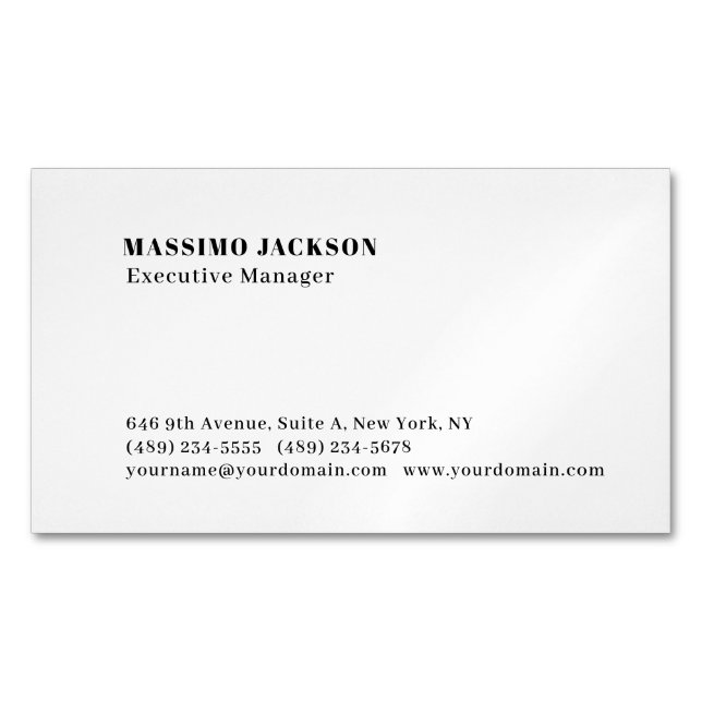 Professional plain minimalist modern magnetic business card (Front)
