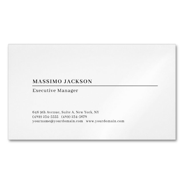 Professional plain minimalist modern  magnetic business card (Front)