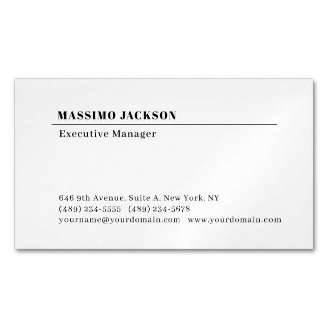 Professional plain minimalist modern magnetic business card (Front)