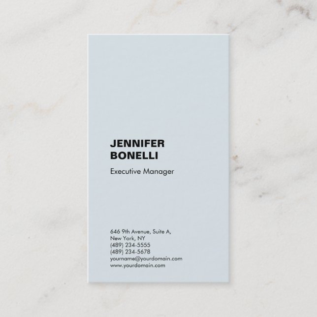 Professional plain minimalist modern marian blue  business card (Front)