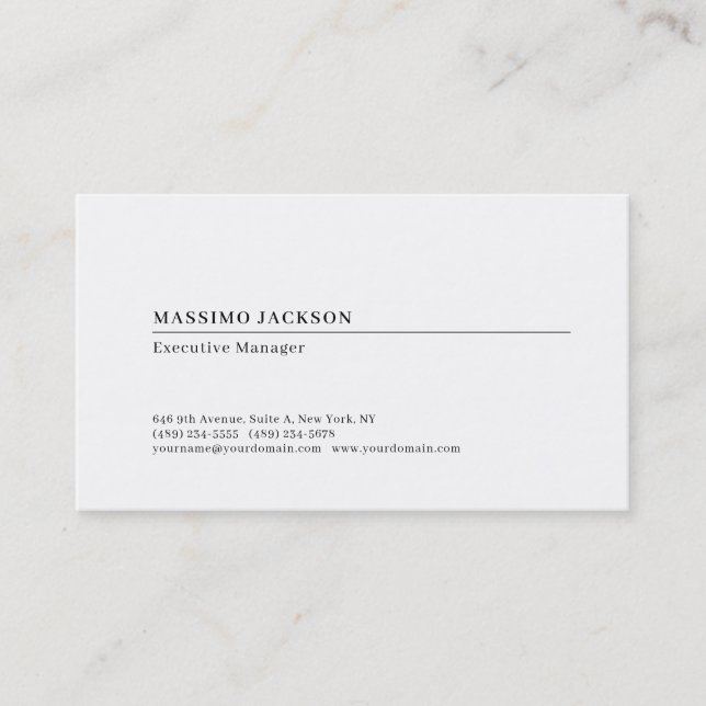 Professional plain minimalist modern matte paper business card (Front)