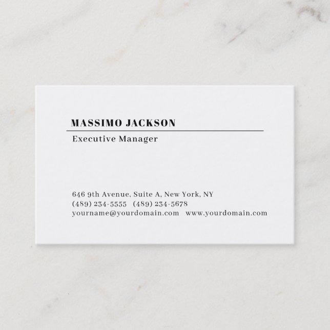 Professional plain minimalist modern matte paper business card (Front)