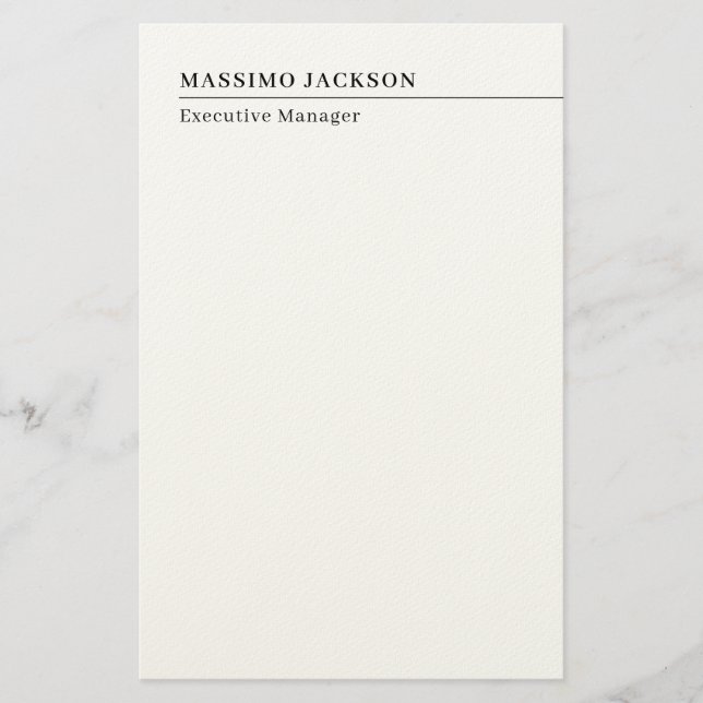 Professional plain minimalist modern name title stationery (Front)