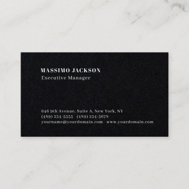 Professional plain minimalist modern premium black business card (Front)
